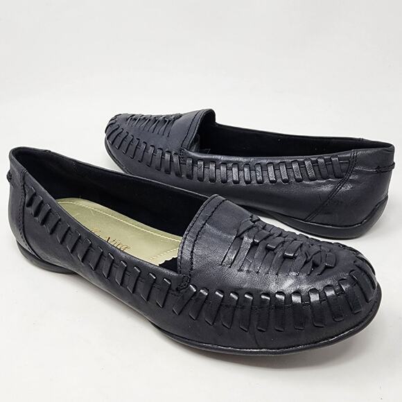 Bella Vita Woven Flat Shoes Women 7M Mila Navy Blue Leather Huarache Rubber Sole - Picture 2 of 10